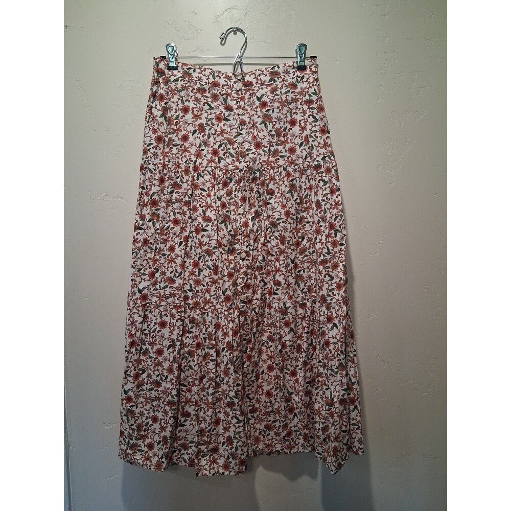 Old Navy S Floral Tiered Maxi Skirt Button Floral Vine Pockets Cottagecore Boho